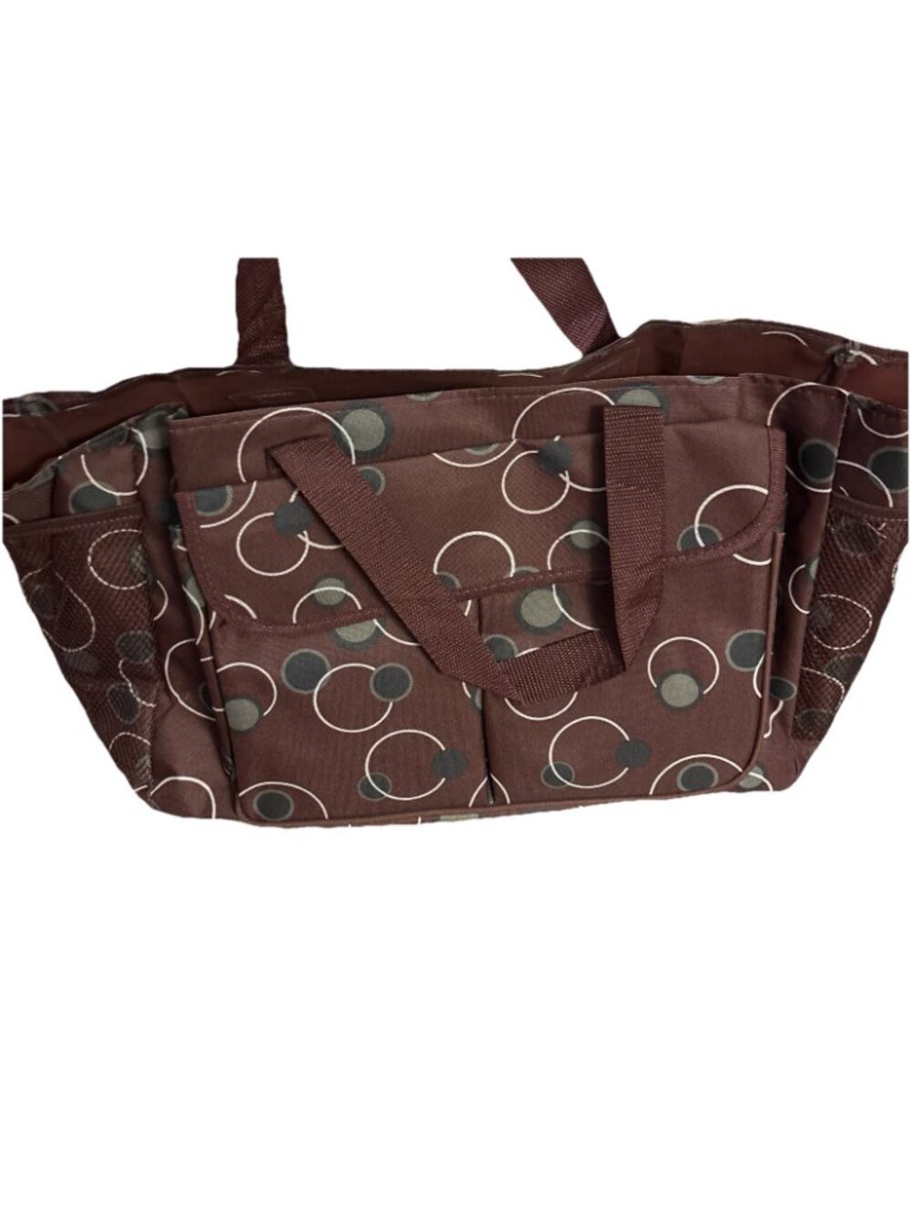 AARP Tote Bag Approx 16” x 11” x 7” Open Top Brown Tote Diaper Bag With Pocket - Picture 3 of 3